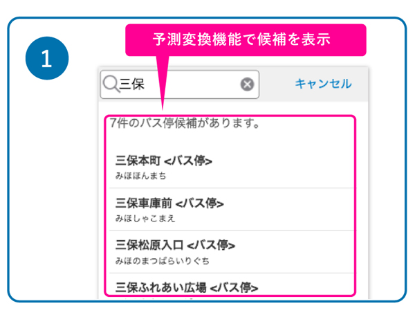 予測変換機能で候補を表示